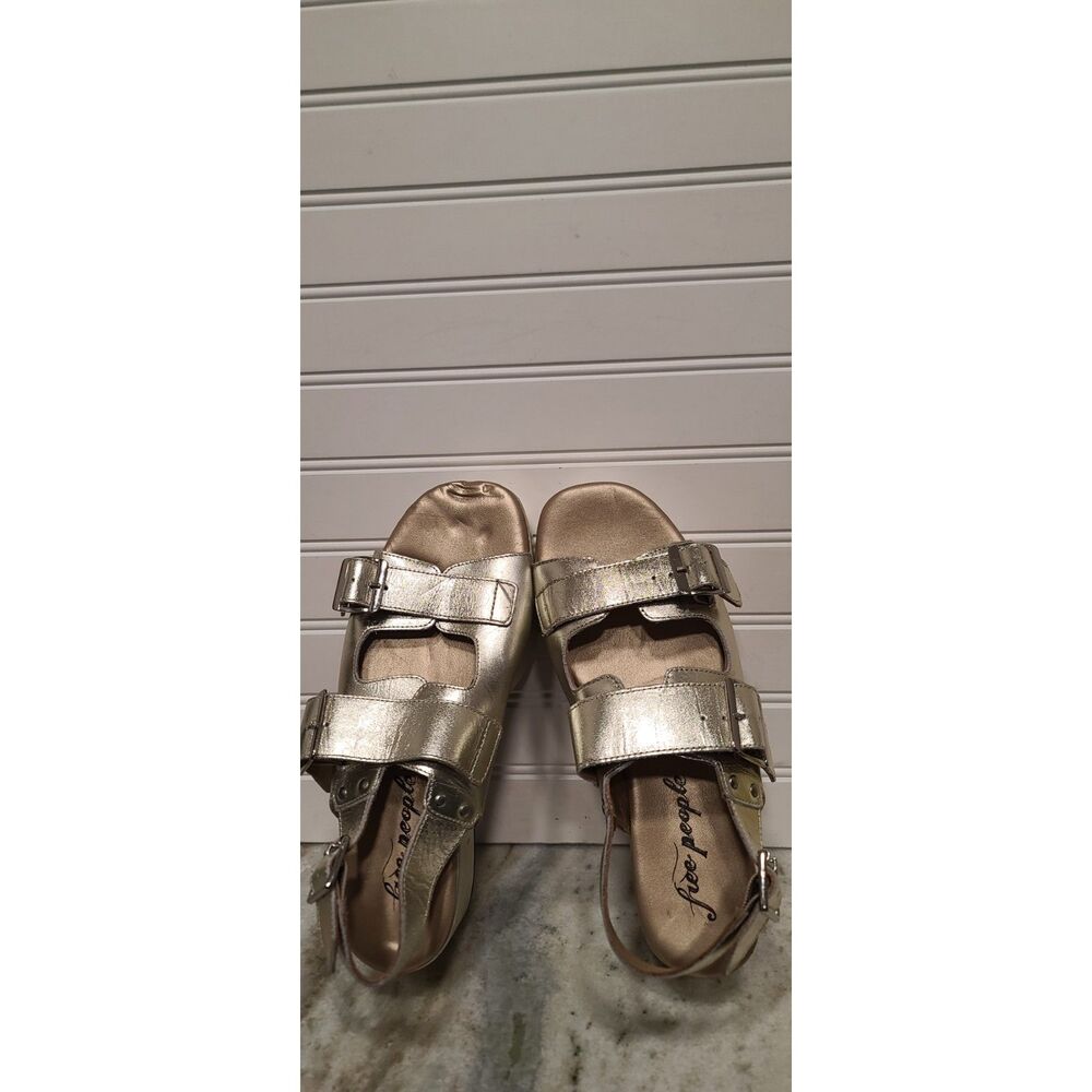 Free People Follow Your Path Champagne Platform Sandals EU 38 NWOB